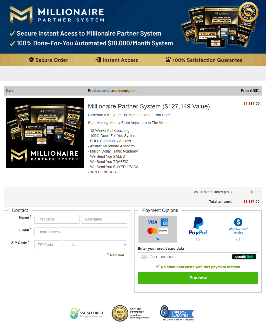 Millionaire Partner System - Secure-Checkout